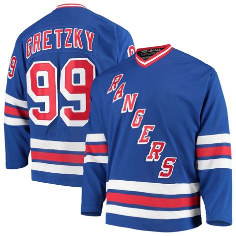 New York Rangers Blue Wayne Gretzky 99 Replica Jersey Hockey