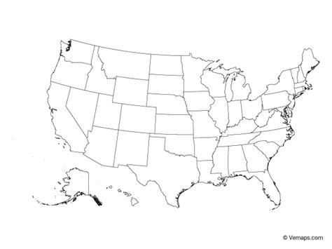 Outline Map Of The United States With States Free Vector Maps In 2021