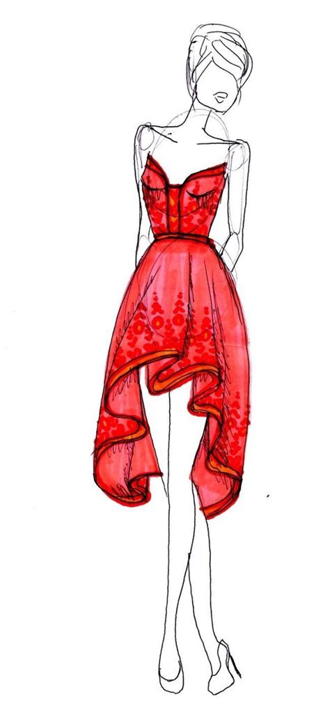 Beautiful Red Dress Design Illustration Mode Fashion Illustration