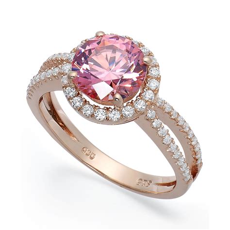 Swarovski Pink Cubic Zirconia Wth Swarovski Elements Ring 434 Ct Tw In