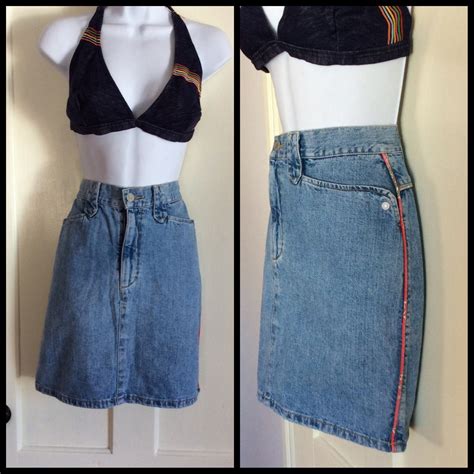 Vintage 1990 S Guess Jeans Denim Mini Skirt 30 Inch High