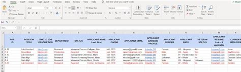 Applicant Tracking Spreadsheet Free Excel Templates For Recruitment