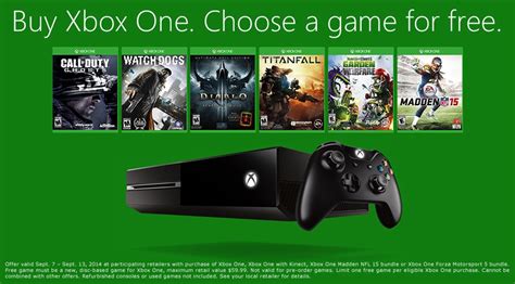 Buy Xbox One Between September 7 And 13 Get One Free Full Priced Game