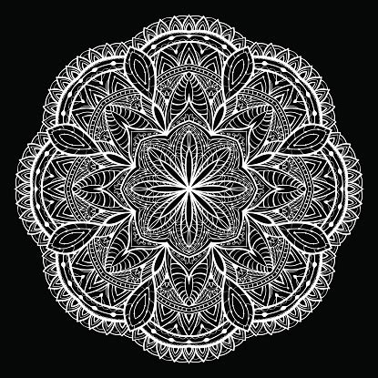 Download Knitted Lacy Vector Mandala On A Black Background Stock ...