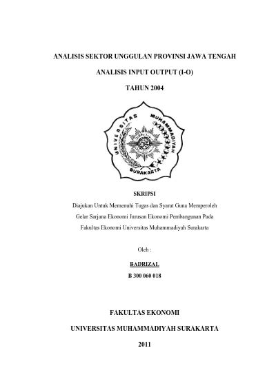 Analisis Sektor Unggulan Provinsi Jawa Tengah Analisis Sektor Unggulan