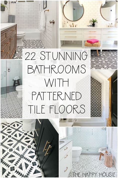 Eclectic bathroom with large hex floor tile. Cement Tile & Patterned Tile Floors in the Bathroom ...