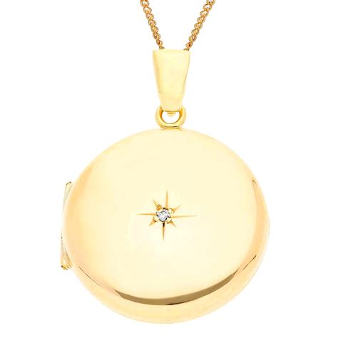9ct Yellow Gold Diamond Star Round Locket Buy Online Free Insured