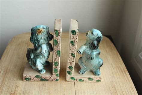 Vintage Dog Bookends English Pottery Chinese Dogs Bookends Etsy