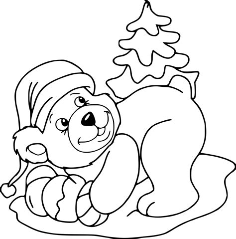 Dessin de noela imprimer : Coloriage ours pour Noel à imprimer