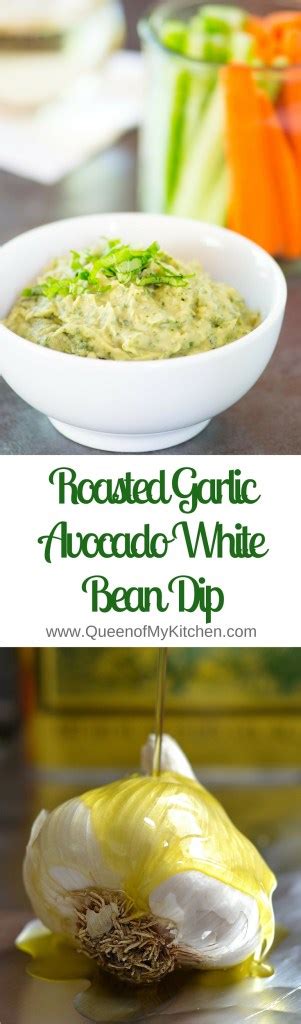 Roasted Garlic Avocado White Bean Dip Queen Of My Kitchen