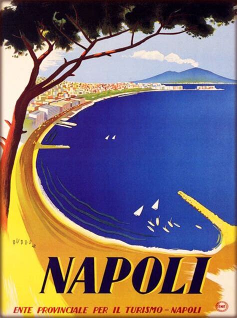 Napoli Naples Italy Vintage Mount Vesuvius Travel Art Advertisement