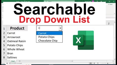How To Create A Searchable Drop Down List In Excel Youtube