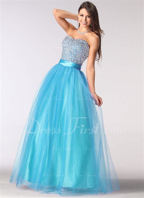 Ball Gownprincess Sweetheart Floor Length Tulle Prom Dresses With