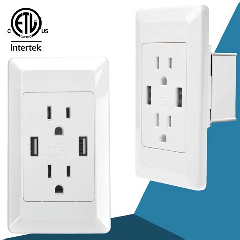 5pk 15a Dual Usb Charger Outlet Tamper Resistant Duplex Receptacle W