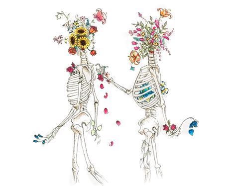 Flower Skeletons Art Print Digital Art Print Flower Print Etsy