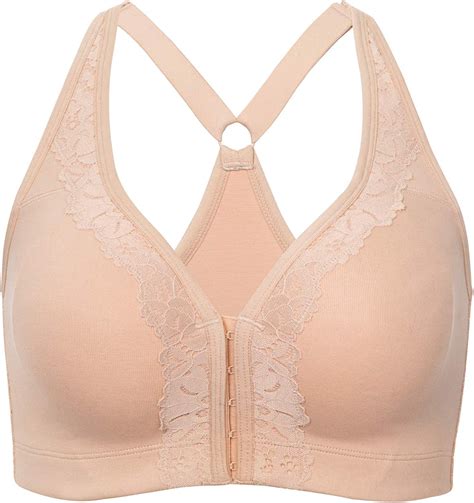 Aisilin Womens Wirefree Full Figure Cotton Bra Front Closure Back