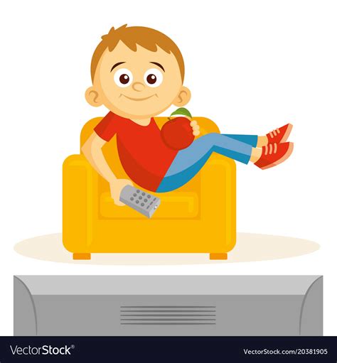 Cartoon Kid Watching Tv