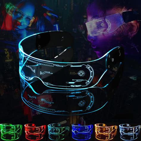 led light up glasses cyberpunk luminous visor glasses 7 colors rechargeable futuristic style