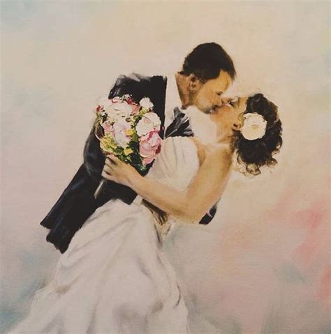 Custom Original Oil Painting Wedding Portraiture From Photo 2 Person