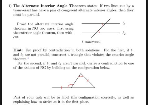 Solved Prove The Alternate Interior Angle Theorem In Ng In