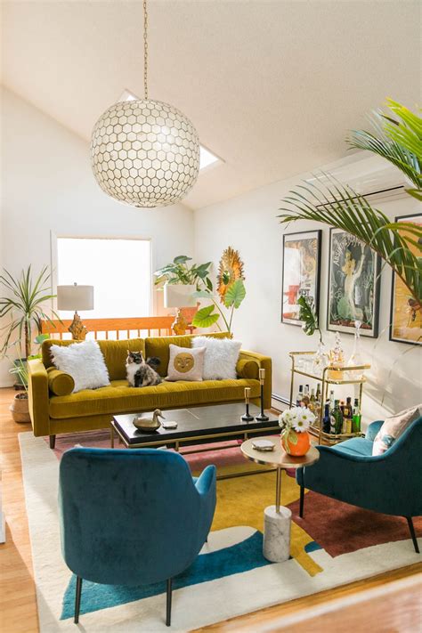 Vibrant Mid Century Glam Living Room Refresh The Reveal