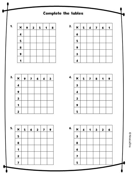 Ninalazina Mixed Times Tables Worksheets Free Upload Pr Page 1