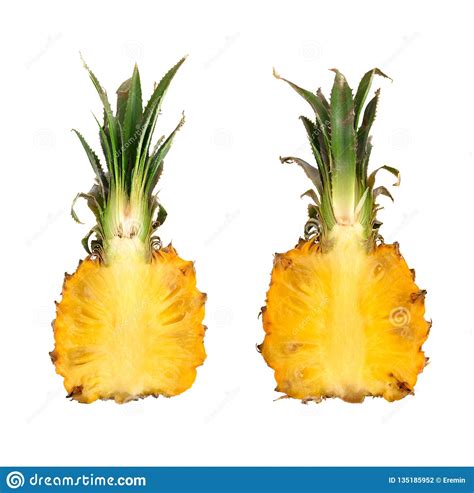 Pineapple Cut In Half On White Background Stock Photo Image Of
