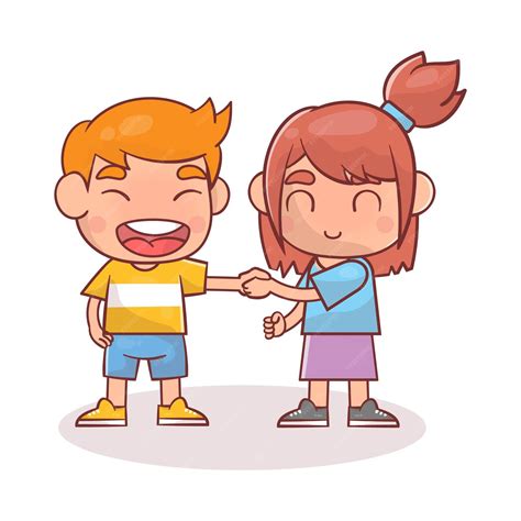 Premium Vector Cute Happy Kid Doing Hand Shake With Friend
