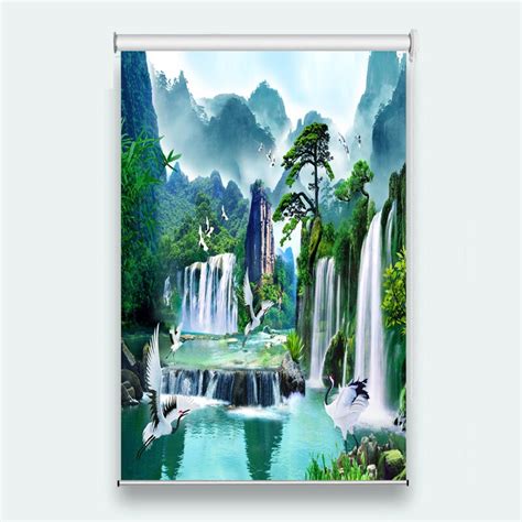 If the size of the double bedroom increases to 9ft 6in x. Luxury Roller Curtains waterfall landscape Window Blinds ...