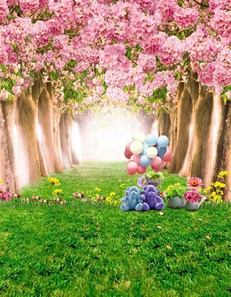 2019 Pink Cherry Blossom Trees Flowers Baby Photography Backdrops