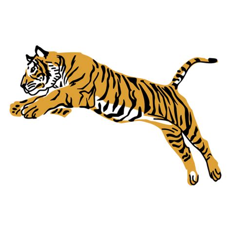 Tiger Jumping Hand Drawn Design Transparent PNG SVG Vector File