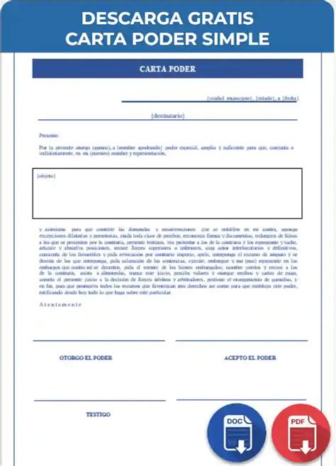 Carta Poder Simple Ejemplos Y Formatos Word PDF