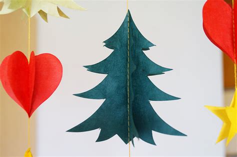 christmas mobile handmade christmas garland tree forest lokta paper garland hand sewn festive