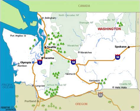 Washington State National Parks Map Printable Map