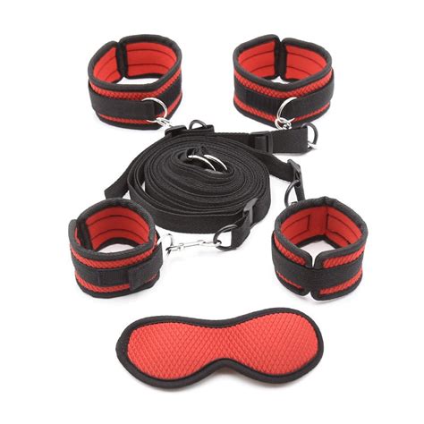 adult game bdsm bondage under bed restraint slave nylon rope plush handcuffs ankle cuffs metal