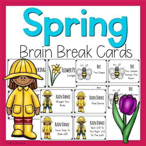 Spring Themed Brain Break Cards Pink Oatmeal Shop