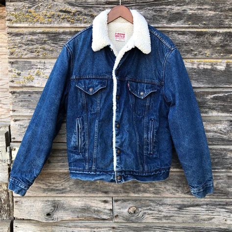 vintage levi s denim trucker jacket sherpa lined fleece etsy