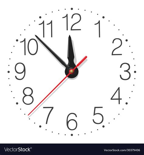 Round Wall Clock Face With Glossy Metallic Hands Vector Image