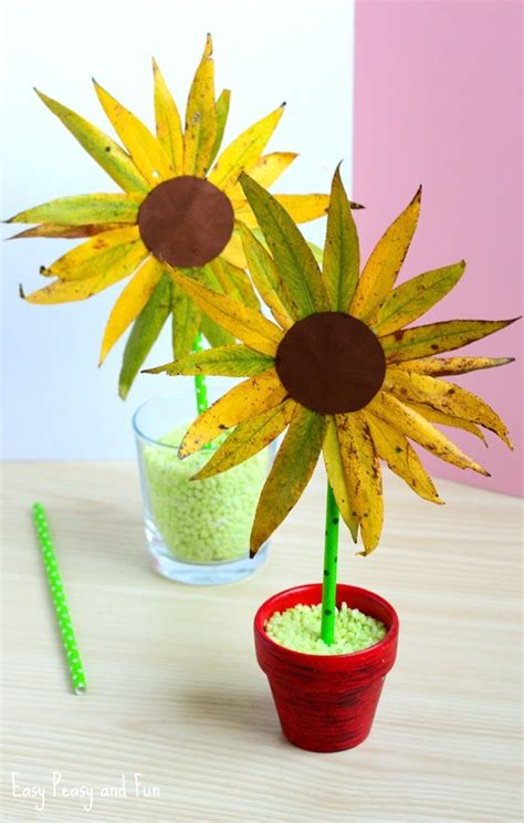 Leaf Sunflower Craft Fall Crafts For Kids Sunflower