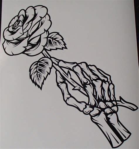 Skeleton Hand Holding Rose You Choose Color Home Decor Wall Vinyl Decal