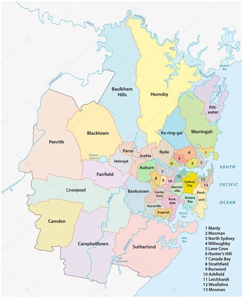 Sydney Metropolitan Mapa Vectorial Administrativo Y Político 2023