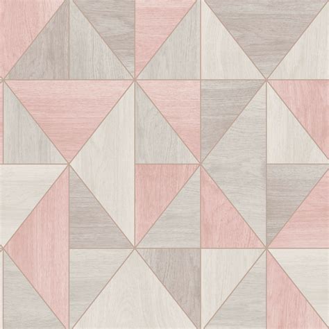 Fine Decor Apex Wood Grain Geometric Wallpaper Metallic