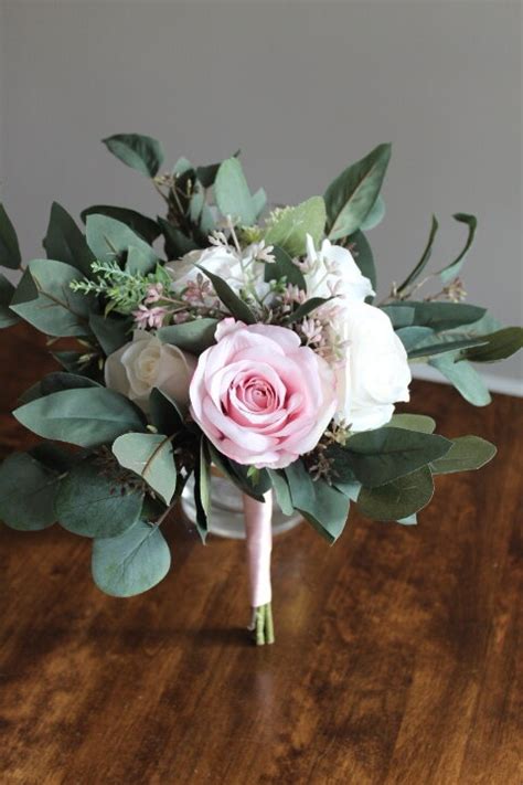 Silk Bridesmaid Bouquets In White And Blush — Silk Wedding Flowers And