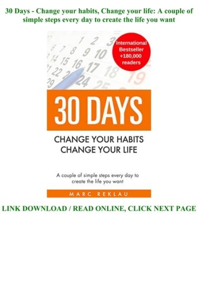 Pdf Download 30 Days Change Your Habits Change Your Life A Couple