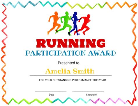 Copia De Editable Running Award Certificate Postermywall