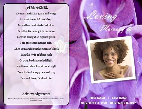 printable funeral bulletins floral theme bi fold program