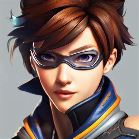 Tracer Overwatch Portrait Close Up Concept Art Stable Diffusion