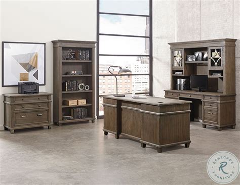 Carson Weathered Gray Brown Credenza With Hutch