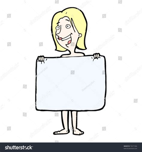 Cartoon Naked Blond Woman Hiding Behind Stock Vector Royalty Free 79271566