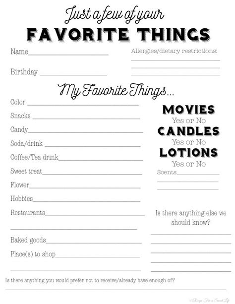 My Favorite Things List Template Awesome Design Layout Templates
